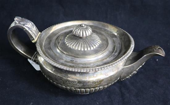 A George III demi fluted silver circular teapot, William Eaton, London, 1817, gross 24 oz.